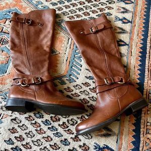 Naturalizer June Brown Leather Knee High Buckle Riding Boot